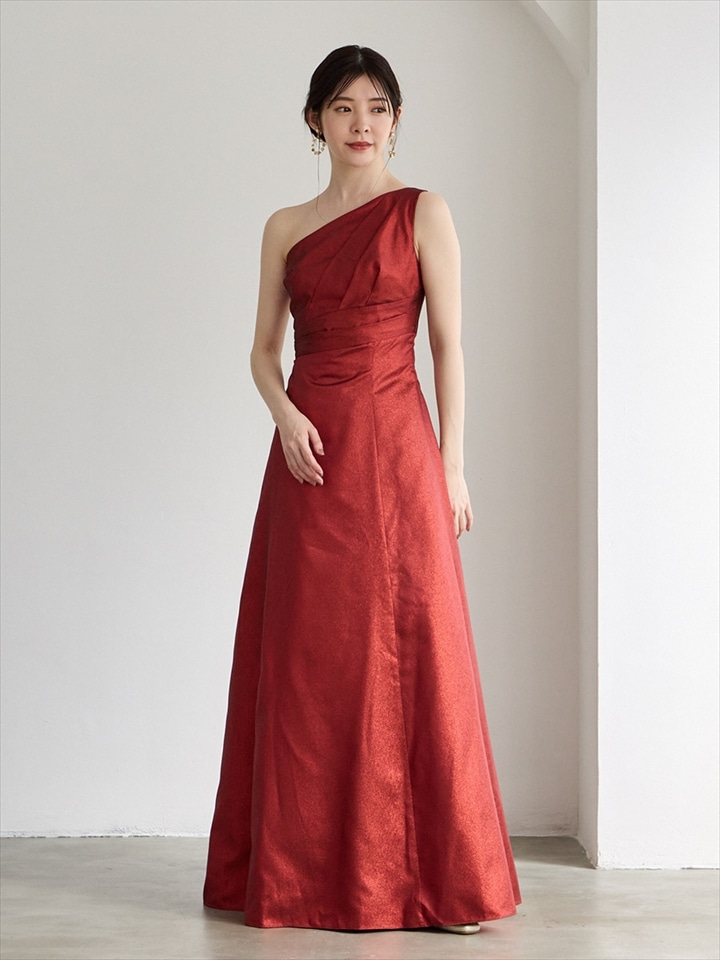 presence/ラメジャカード2WAYロングドレス|レッド