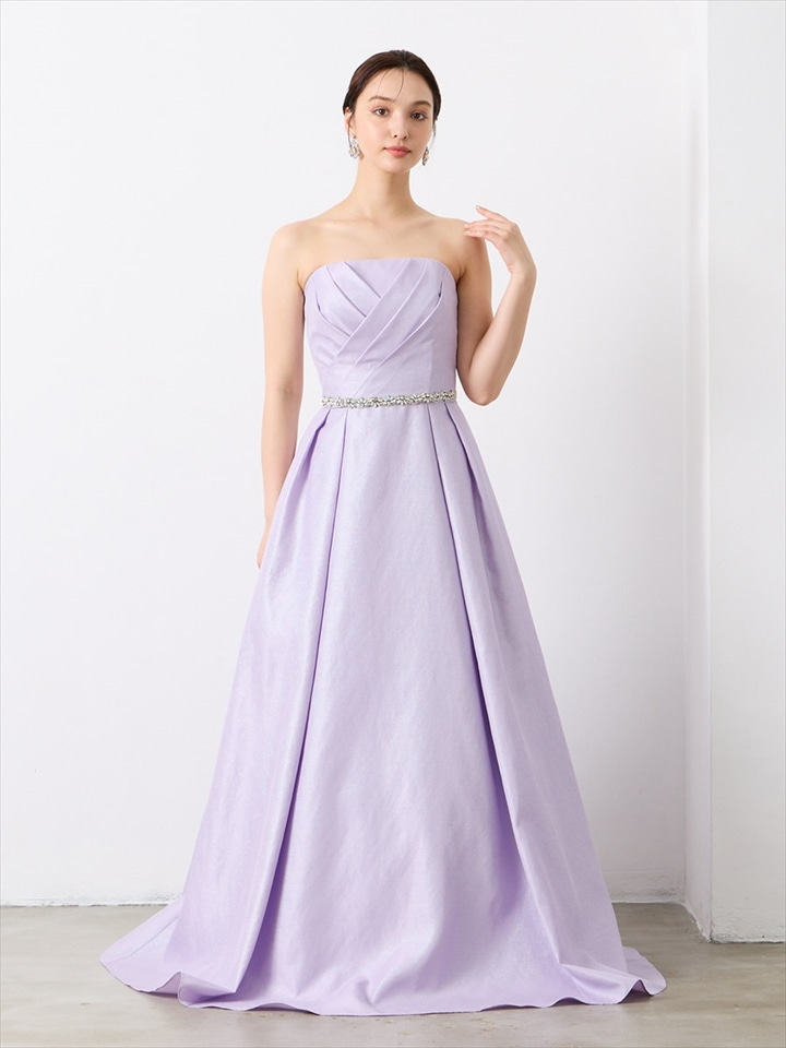 Aurora/ラメグログランAラインドレス|ラベンダー