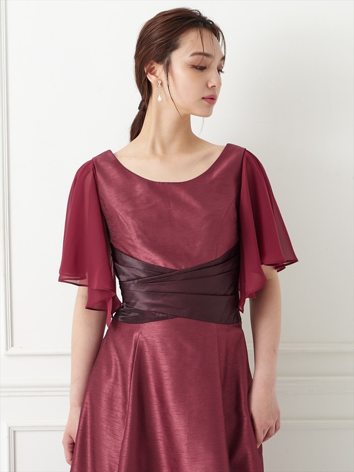 シャンタンロングドレス専用付け袖|ワイン