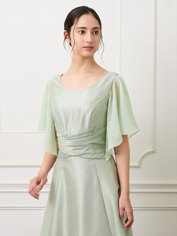 シャンタンロングドレス専用付け袖|ライトグリーン
