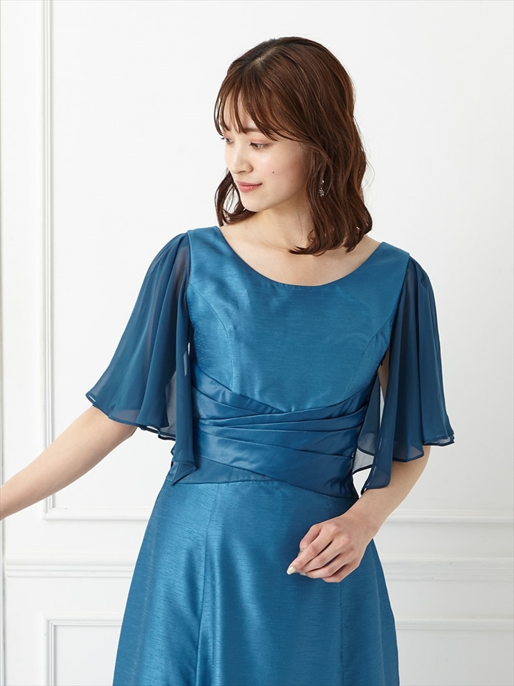 シャンタンロングドレス専用付け袖|ダルブルー