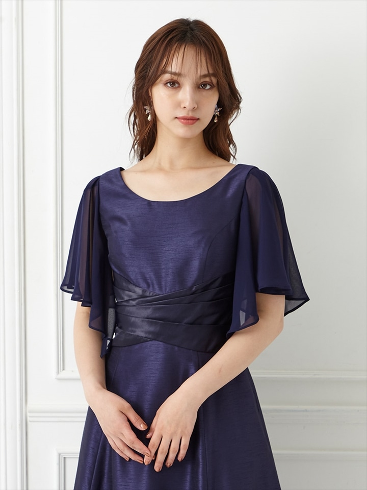 シャンタンロングドレス専用付け袖|ネイビー
