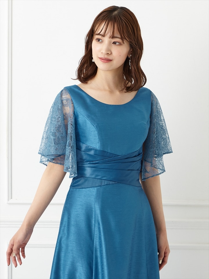 シャンタンロングドレス専用レース付け袖|ダルブルー