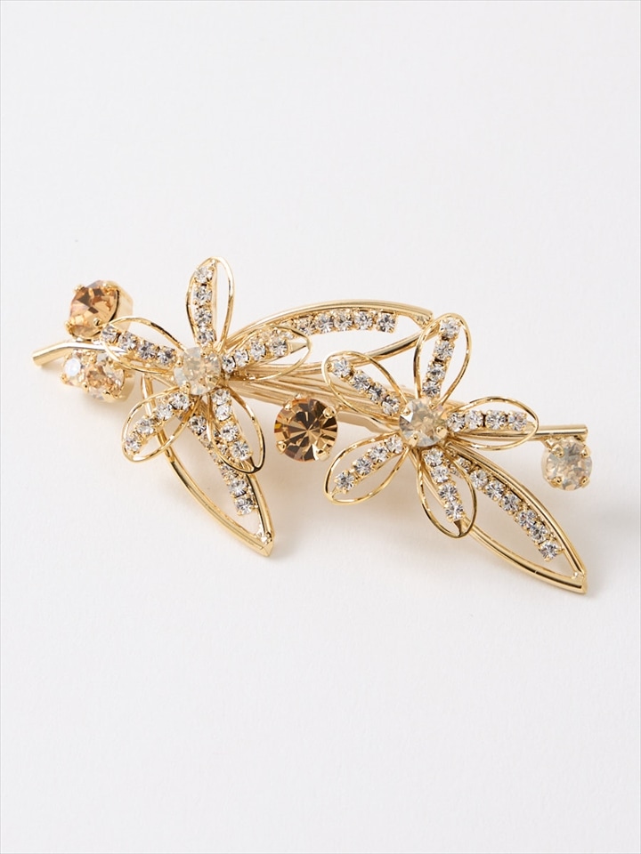 フラワーモチーフヘアクリップ|ベージュ