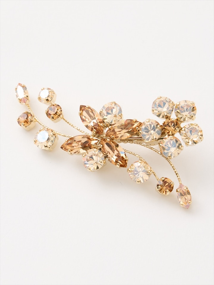 フラワークリスタル ヘアアクセサリー◇|ベージュ