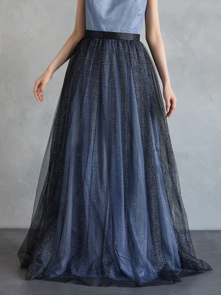 ドットラメチュールオーバースカート|ブラック