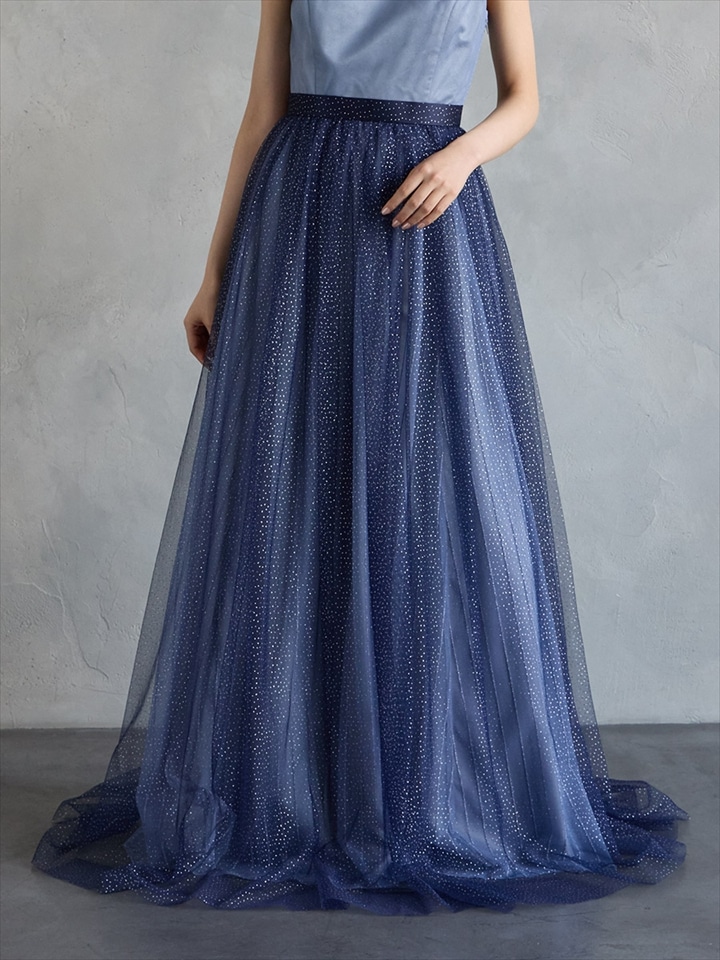 ドットラメチュールオーバースカート|ネイビー