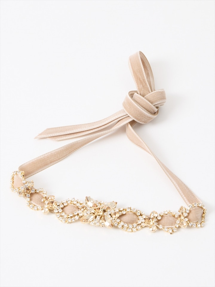 マーキスモチーフ×ベルベットリボンサッシュベルト|ベージュ