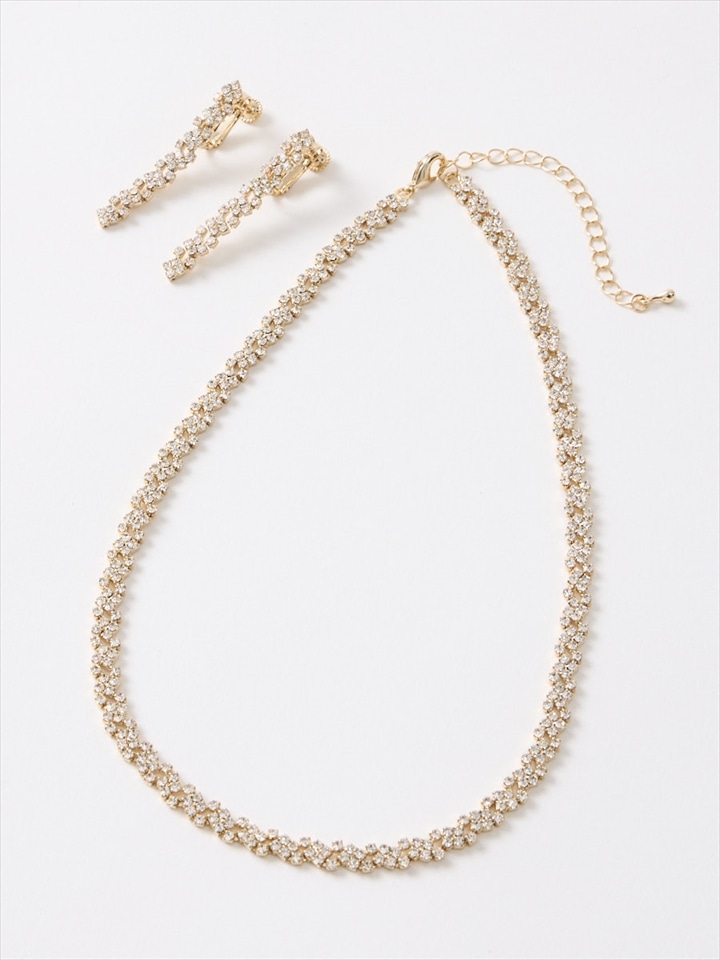 ブレードチェーンネックレスセット|ゴールド