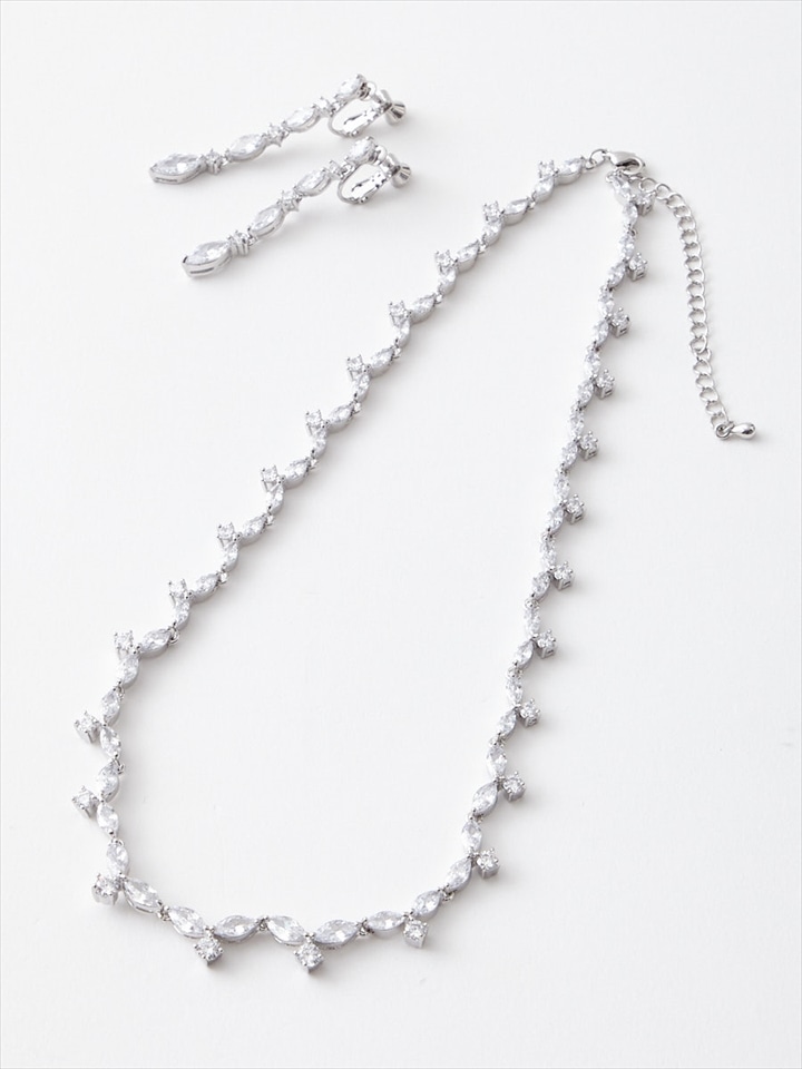 ラウンドラインネックレスセット|シルバー