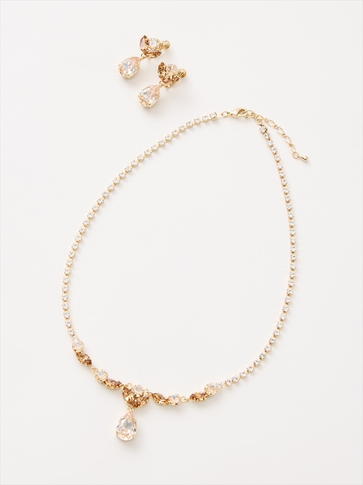 ティアドロップネックレスセット|ベージュ