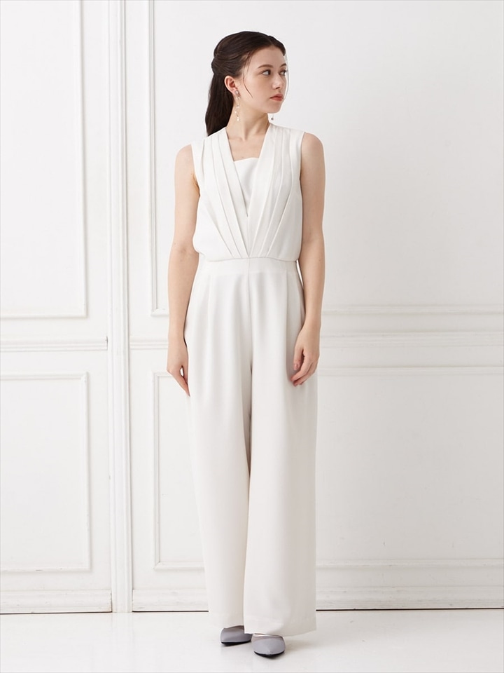 ストレートパンツオールインワン|ホワイト
