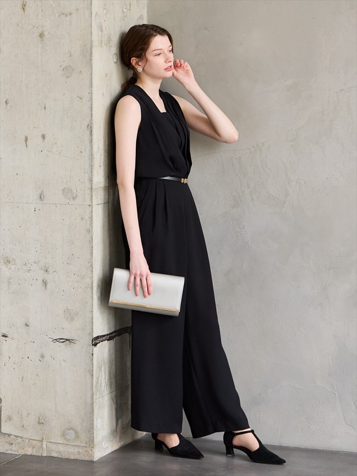 ストレートパンツオールインワン|ブラック