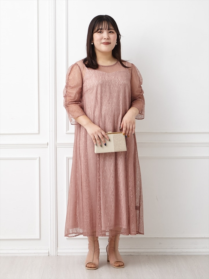 ラッセルレーステントラインドレス|ピンクベージュ