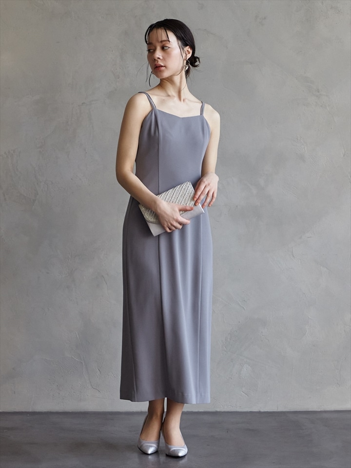ダブルストラップキャミソールドレス|ブルーグレー