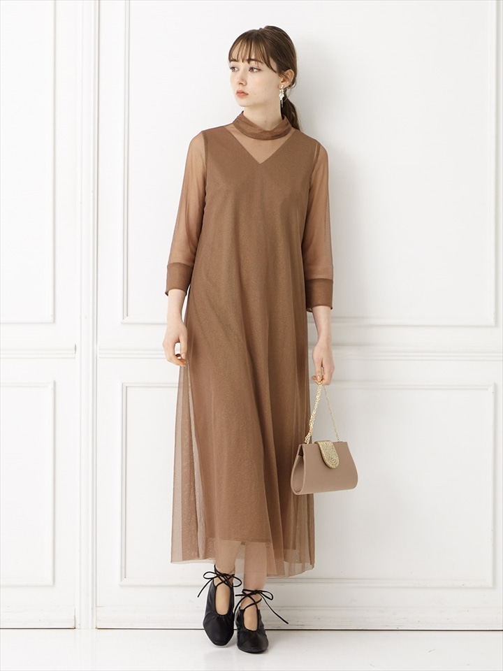 ラメチュールAラインドレス|ブラウン