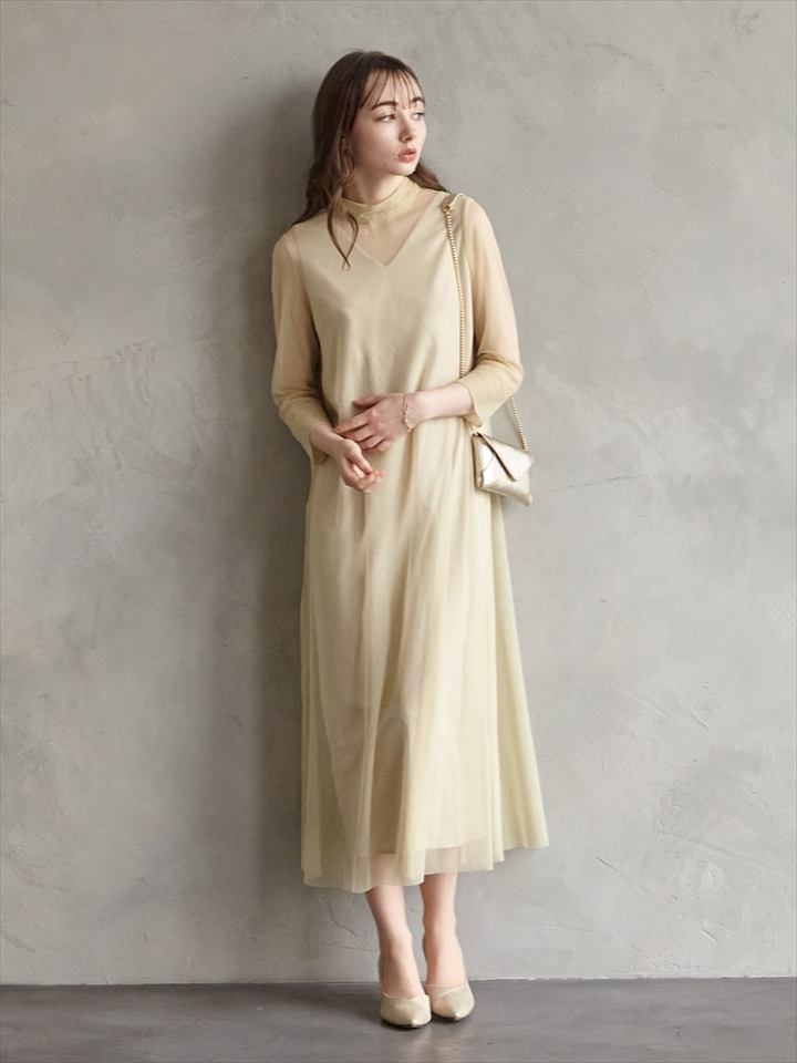 ラメチュールAラインドレス|イエロー