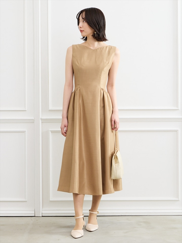 シャンタンフレアドレス|キャメル