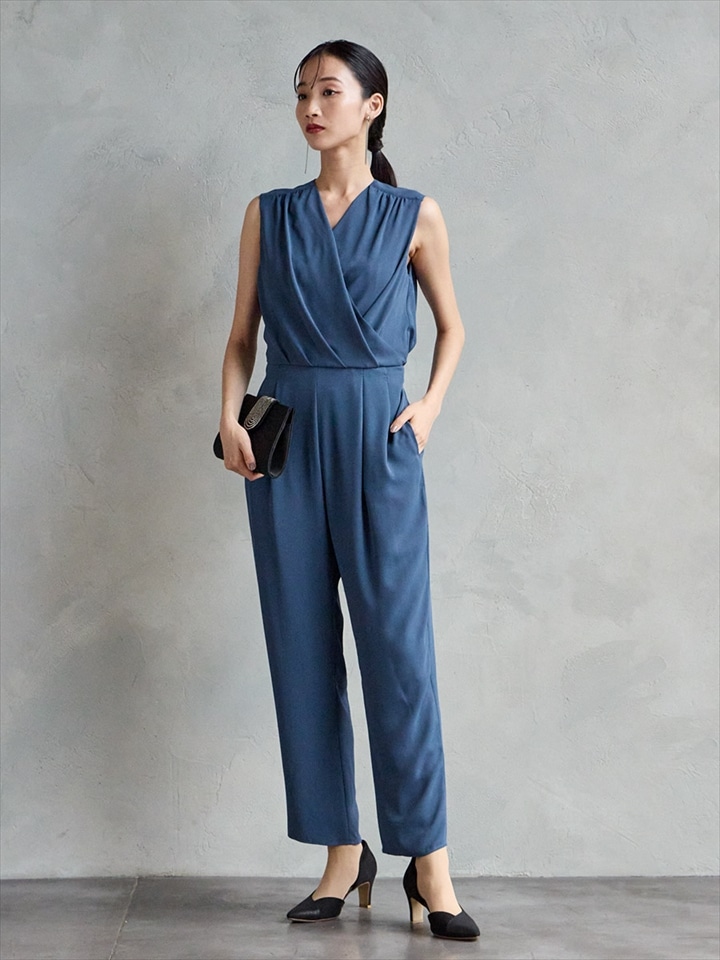 カシュクールテーパードオールインワン|ダルブルー