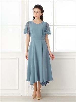 イレギュラーヘム・ミモレ丈ドレス|ダルブルー