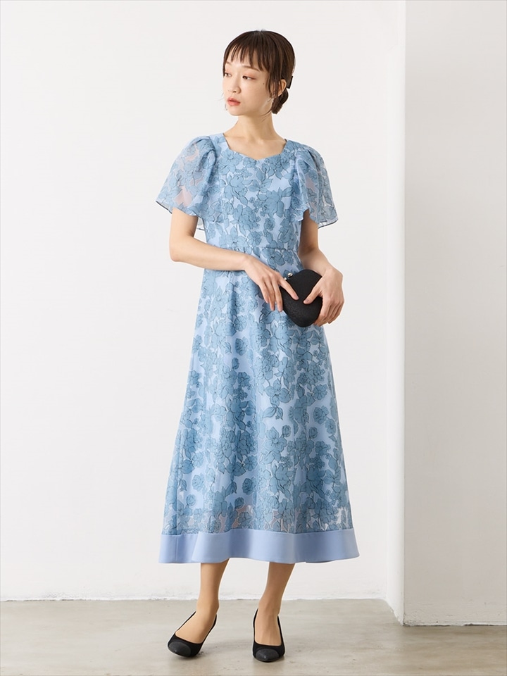 花柄オパールドレス|ブルー