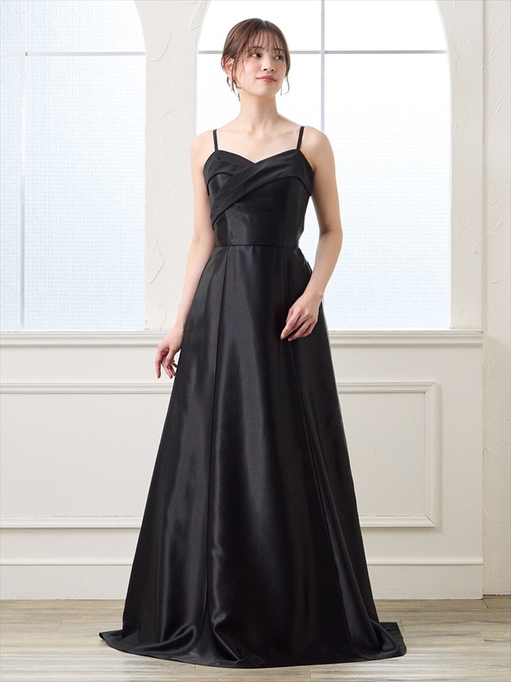 パレスサテンスレンダードレス|ブラック