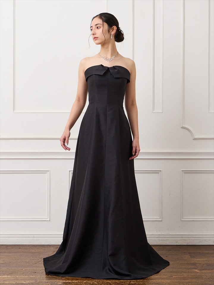 シャンタンマーメイドロングドレス|ブラック