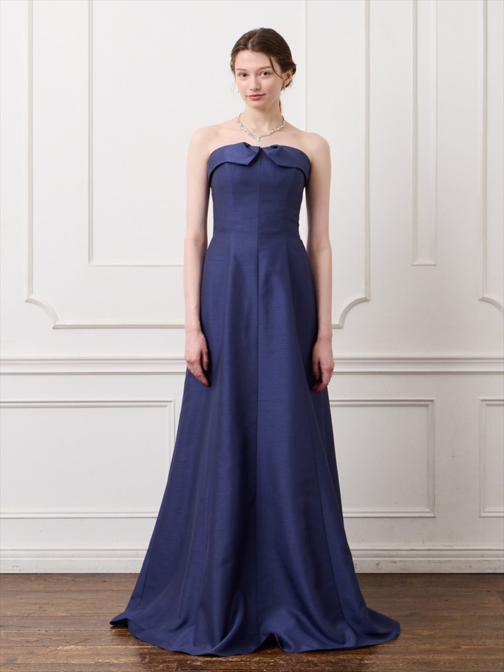 シャンタンマーメイドロングドレス|ネイビー