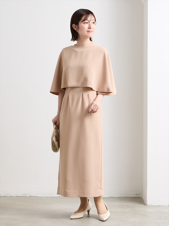 ケープ付き3WAYワンピース|ベージュ