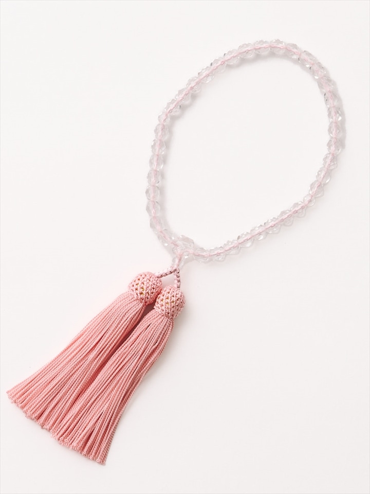 【喪服・礼服用】【WEB限定】新水晶（切子硝子）念珠|ピンク