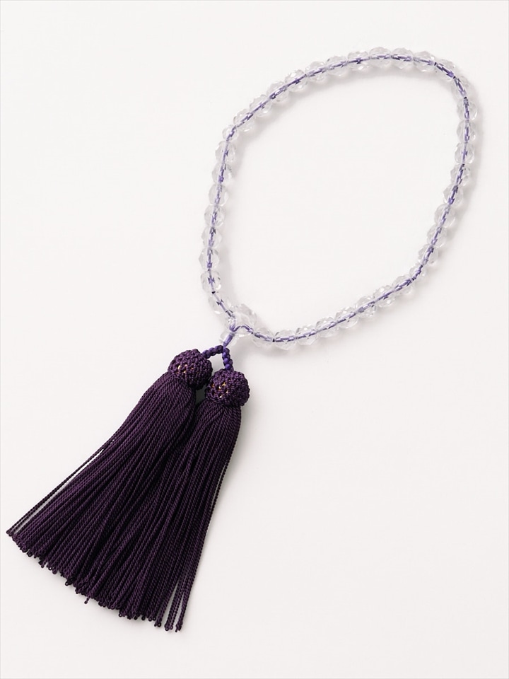 【喪服・礼服用】【WEB限定】新水晶（切子硝子）念珠|パープル