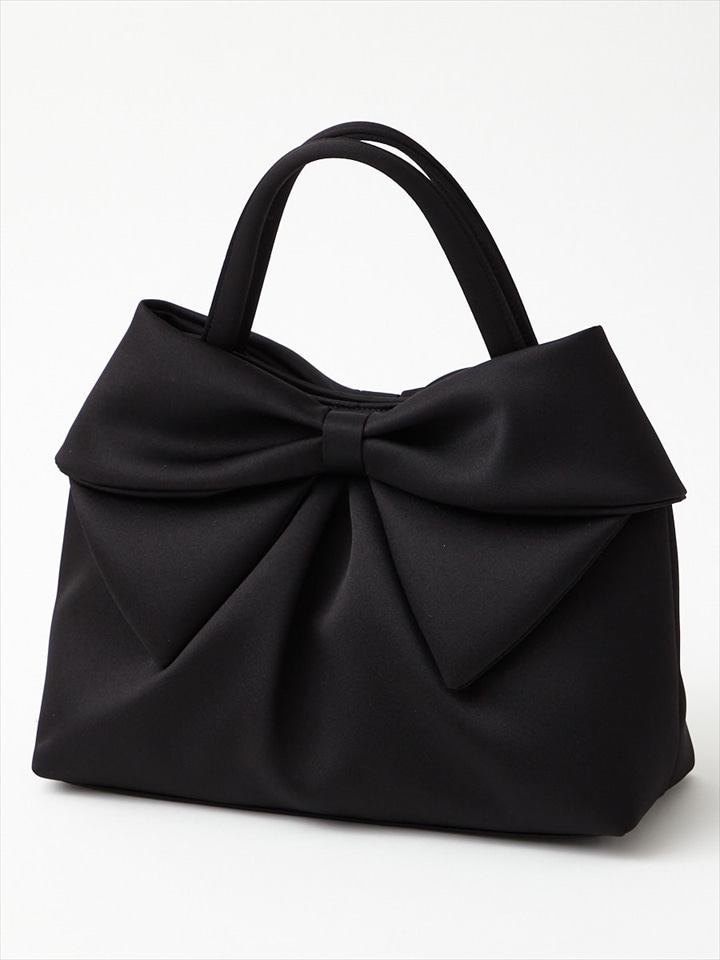 【喪服・礼服用】両面リボンデザインソフトバッグ|ブラック