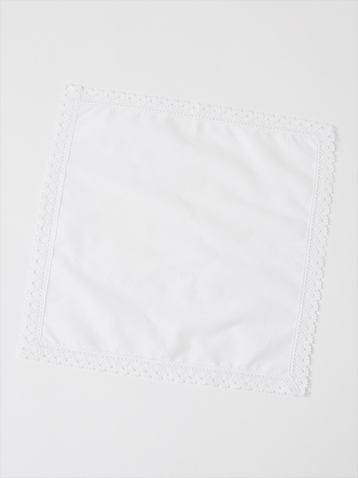 【喪服・礼服用】レース付きブラックフォーマルハンカチ|ホワイト