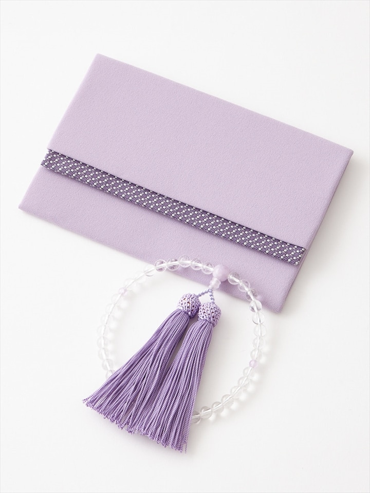 【喪服・礼服用】西陣織切り替えデザイン念珠入れ|ライラック