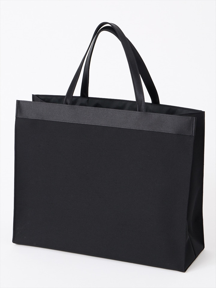 【喪服・礼服用】内カバー付きブラックフォーマルシャンタン手提げ|ブラック