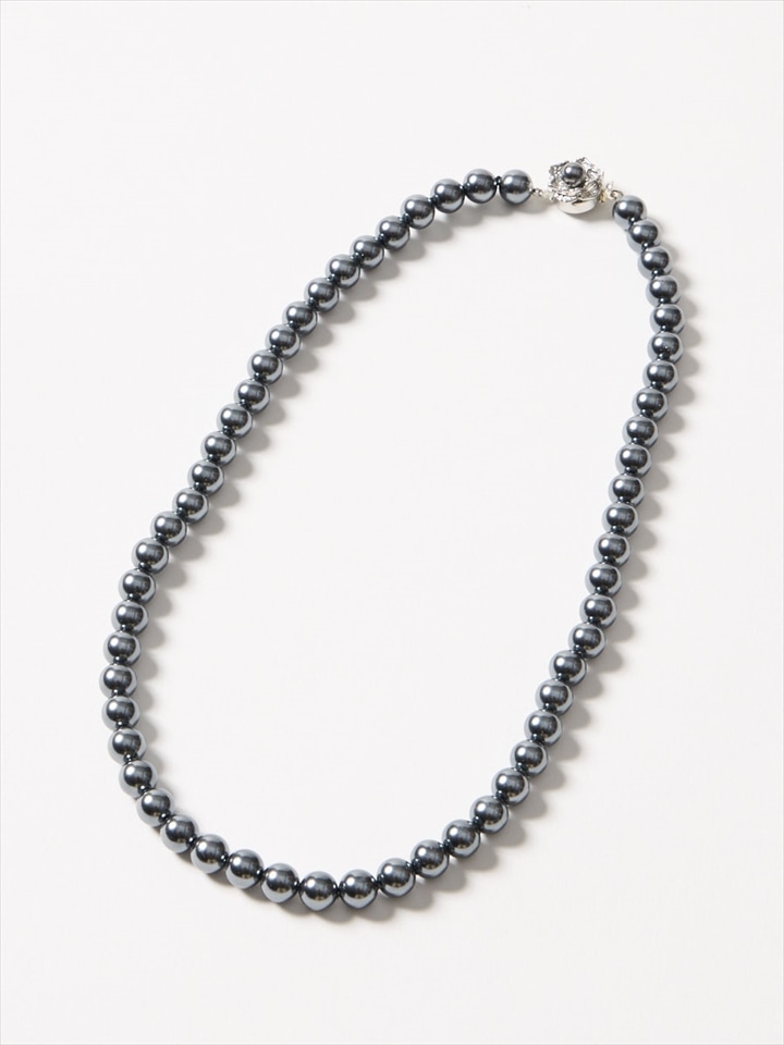貝パールネックレス|グレー