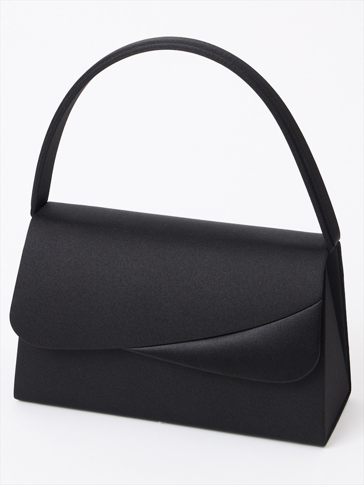 【礼服・喪服用】ブラックフォーマルバッグ（斜め切り替えデザイン）|ブラック