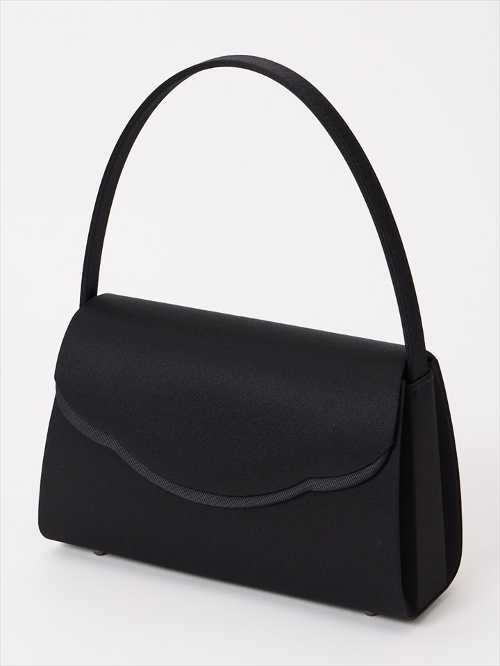 【喪服・礼服用】グログラン切り替えインナーマグネットブラックバッグ|ブラック