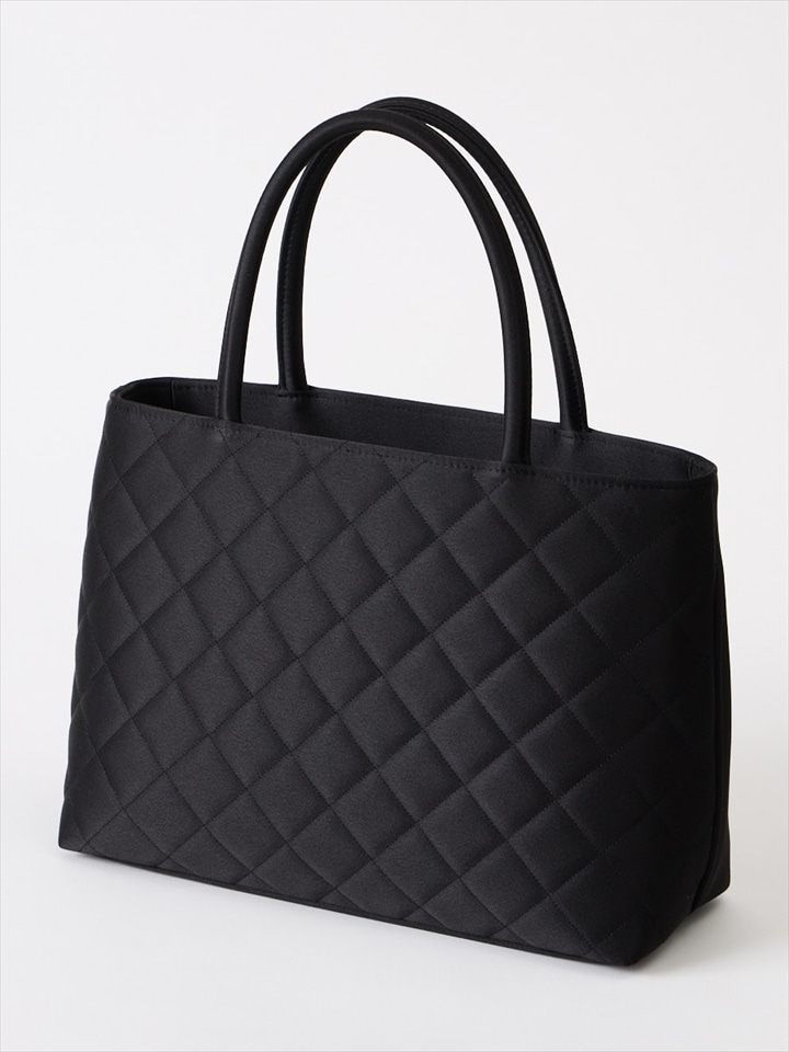 【喪服・礼服用】キルティングソフトブラックバッグ|ブラック