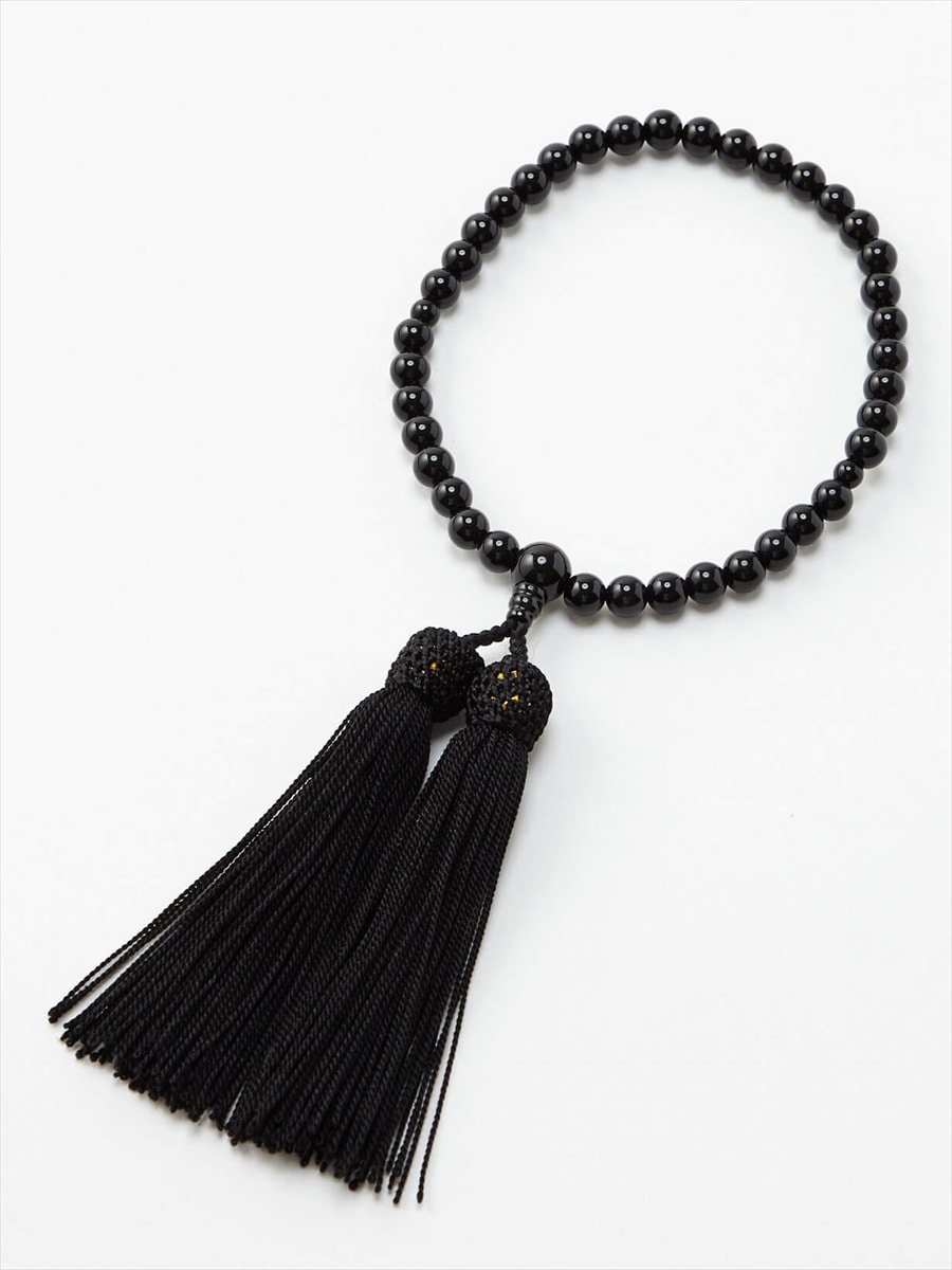 【喪服・礼服用】日本製オニキス念珠|ブラック