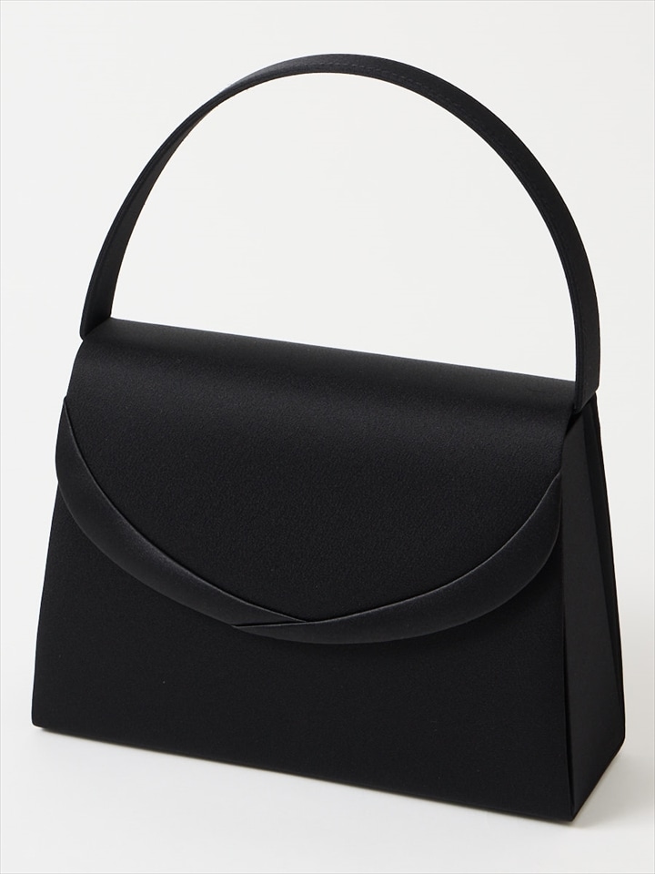 【喪服・礼服用】サテン切り替えブラックバッグ|ブラック