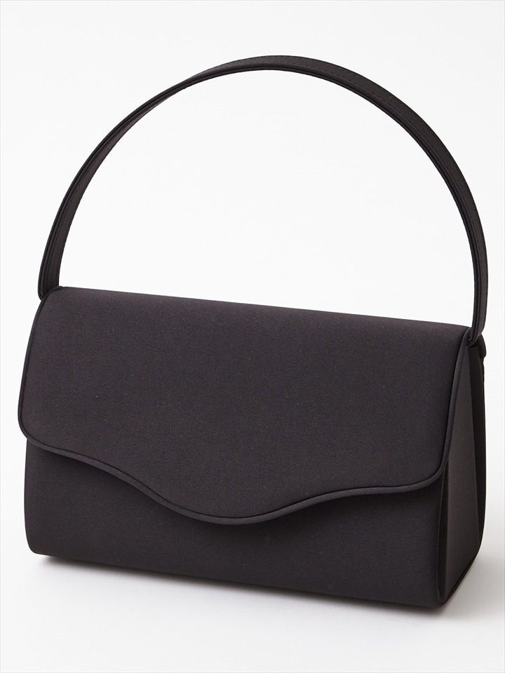 【喪服・礼服用】スカラップパイピングブラックバッグ|ブラック