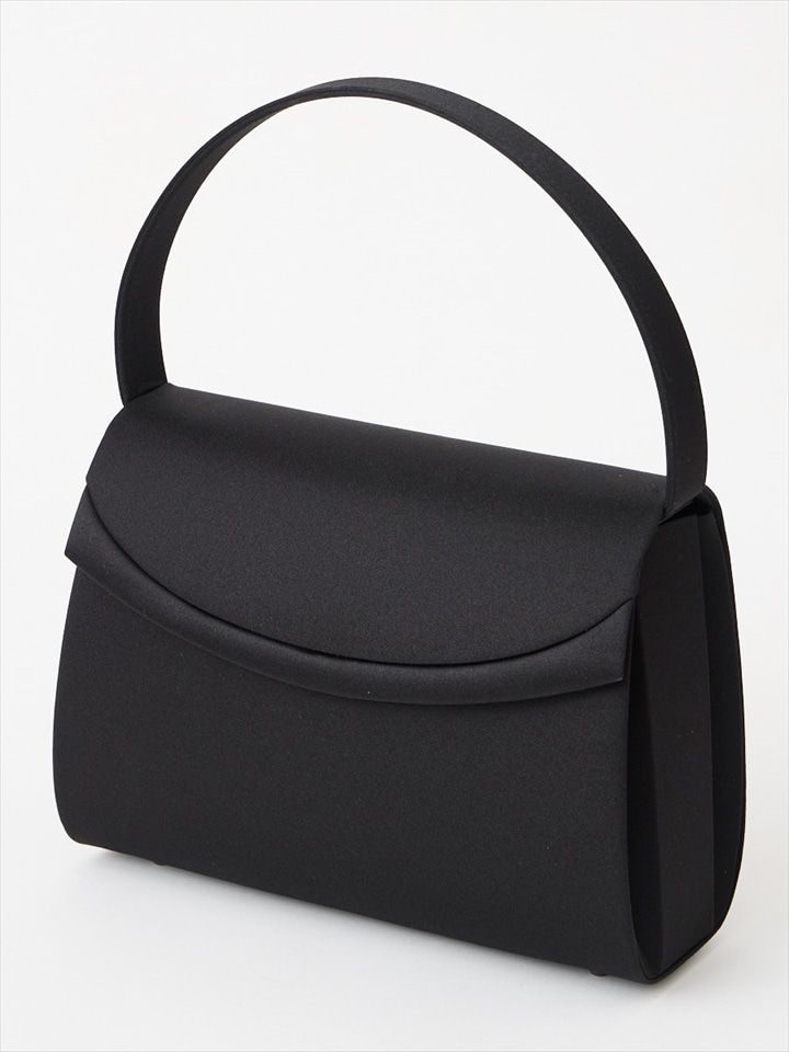 【喪服・礼服用】ラウンドフラップブラックフォーマルバッグ|ブラック