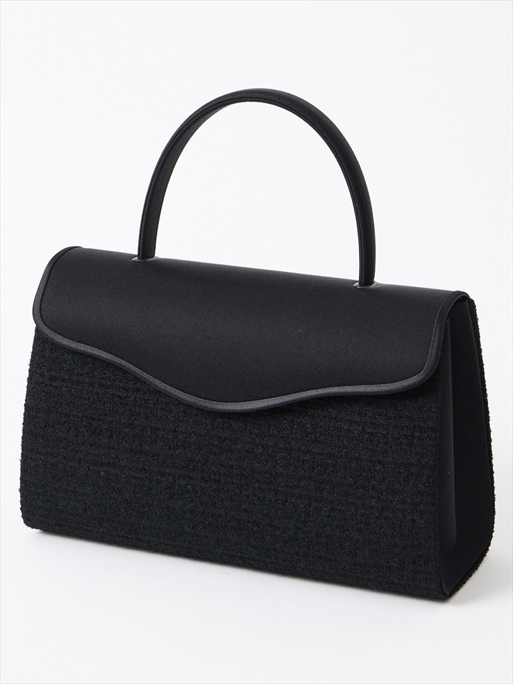 【喪服・礼服用】米沢織ツイード素材ブラックフォーマルバッグ|ブラック