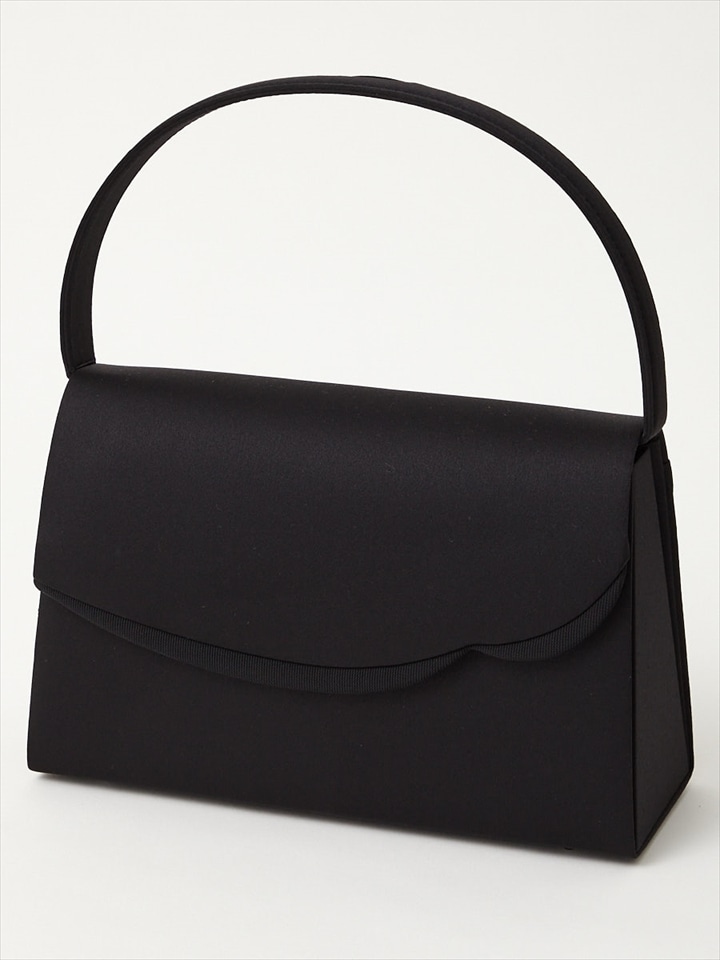 【喪服・礼服用】アシンメトリーフラップブラックフォーマルバッグ|ブラック