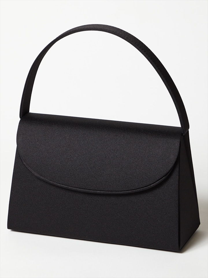 【喪服・礼服用】ラウンドフラップブラックフォーマルバッグ|ブラック