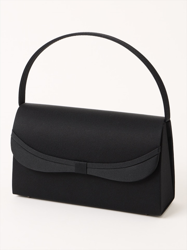 【喪服・礼服用】リボンフラップブラックバッグ|ブラック