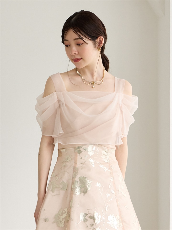 シフォンドレープトップス|ベージュ