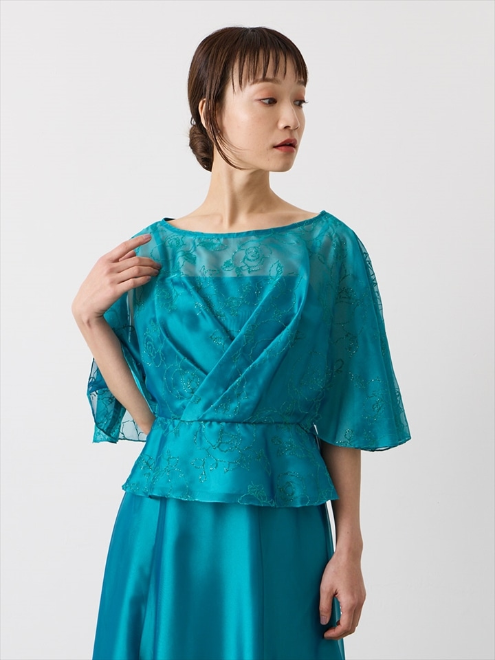 ドルマンスリーブブラウス|ターコイズ