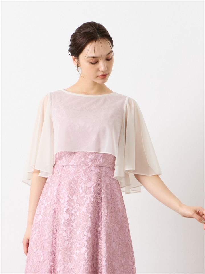 シフォンニットシアーブラウス|ベージュ